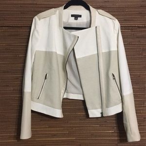 Moto jacket. White/beige/and light tweed